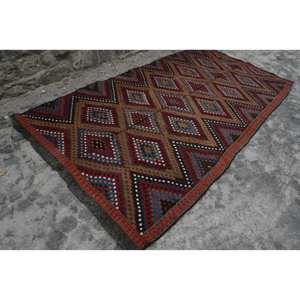 Alfombra de lana étnica de estilo turco Vintage clásico marrón rojo patrón geométrico rectángulo pasillo 5'8 \ "X 11 '4 \" tamaño respaldo de látex - Product Image 3