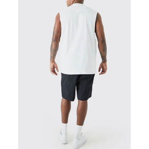 เสื้อกล้ามใส่ไปยิมผ้าฝ้ายสำหรับผู้ชายเสื้อแขนกุดพิมพ์โลโก้ได้ตามต้องการ - Product Image 2