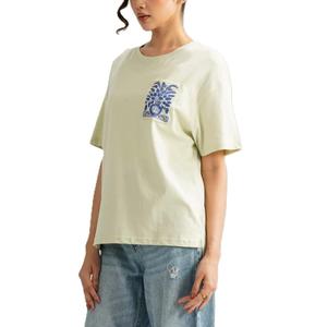 Camiseta informal de algodón 100% de alta calidad para mujer, manga corta con logotipo personalizado y estampado de bolsillo comprimido para verano - Product Image 3