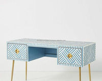 Mesa de consola con incrustaciones de hueso de madera maciza WONDER OVERSEAS, escritorio Floral para ordenador portátil o entrada de sala de estar, muebles elegantes para estación de trabajo