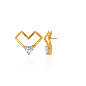 Pendientes de Diamantes con Corte de Corazón, Chapados en Oro Amarillo, Minimalistas, para Uso Diario de Mujeres - Product Image 4