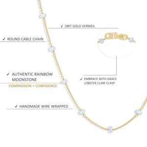 925 Sterling Silver 16-Inch Beaded Chain <b>Necklace</b> with <b>Moonstone</b> Fine Jewelry for Women Birthstone Wedding Gift Natural Stone - Product Image 4