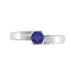 Anello in Cristallo di Tanzanite Naturale Taglio a Pera 6x4 con Topazio Bianco, Combinazione Unica di Pietre e Topazio - Product Image 2
