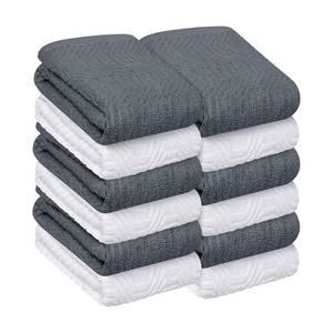 Toallas de limpieza de cocina de Golf de lino bordado de sarga Jacquard gris blanco 100% algodón orgánico de secado rápido certificado GOTS Feel Home - Product Image 1