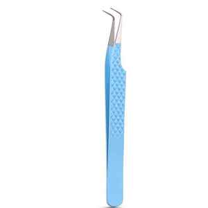 Juego de pinzas para extensión de pestañas de color azul de acero inoxidable, pinzas más vendidas con bolsa personalizada injertada a pedido - Product Image 3