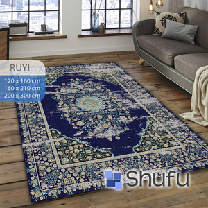 Tapis moderne en polyester de haute qualité avec revêtement en caoutchouc brillant, antidérapant, anti-allergique, sûr pour les enfants, tissage abstrait, poils moyens - Product Image 3