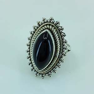 Navya <b>Craft</b> Handmade 925 Sterling Silver Women's Statement Cocktail <b>Ring</b> Black Onyx Marquise Rhodium July Birthstone Gift IGI - Product Image 4