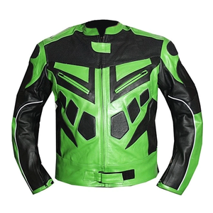 Men's Racer Track Black Green Genuine Leather Racing Motorbike Jacket CE-Certified Armours Protections Motorcycle Jacket For Men - Product Image 2
