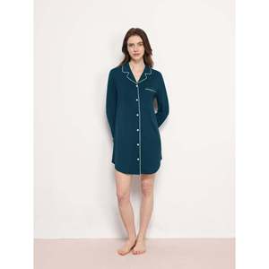 Camisón de punto transpirable y suave con cuello de muesca para mujer, con logo personalizado, camiseta de bambú, vestido de descanso, camisón. - Product Image 1