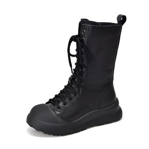 Bottines Chelsea en cuir pour femmes, avec élastique, faciles à enfiler, décontractées, à fermeture éclair latérale, bottes hautes en cuir pour femmes - Product Image 4