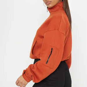 cropped body 1/4 <b>zipper</b> <b>hoodies</b> and sweatshirts for <b>women</b> high quality cotton fleece casual active wear <b>zipper</b> <b>hoodies</b> - Product Image 5