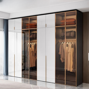 <span class=keywords><strong>Armoire</strong></span> en bois moderne et élégante avec porte, grand espace de rangement, meubles de chambre à coucher - Product Image 2