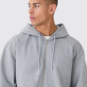 Sudaderas con Capucha Extra Grandes para Hombre de la Mejor Calidad, Estilo Vintage, Lavado Ácido, Estilo Hip Hop, de Mezclilla - Product Image 6