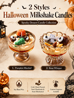Bougie dessert d'Halloween faite à la main en cire de soja parfumée, bougie milkshake, décoration d'intérieur fantôme effrayant et citrouille, cadeau de fête
