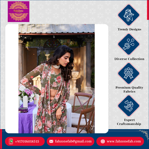 Ropa étnica india Diseño hermoso Ropa de boda y fiesta Tela de mármol sin peso Impreso con borde de encaje de perlas Saree - Product Image 4