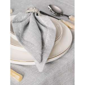 Juego de manteles de lino gris Pera de algodón de 8 piezas - Product Image 5