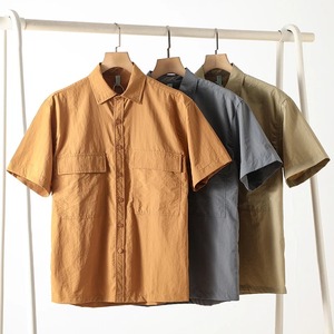 <b>Men</b> Clothing Japanese Simple Cargo Pocket Short Sleeve <b>Shirt</b> <b>Men's</b> Fashion Business <b>Summer</b> Relaxed Casual Solid Color <b>Shirt</b> - Product Image 5
