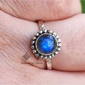 Handmade Sterling Silver Labradorite <b>Ring</b> <b>Adjustable</b> <b>Size</b> Natural Gemstone Jewelry Gift for Her - Product Image 5