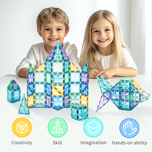 2024 yeni ürünler kök bilim mıknatıs yapı taşları oyuncak akıllı renkli mermer yarış çalıştırmak çocuklar için manyetik fayans - Product Image 2