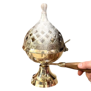Quemador de Incienso de Latón Puro de Alta Calidad con Grabado y Acabado Pulido, Quemador de Lobán Tradicional de Latón Vintage para Decoración del Hogar - Product Image 2