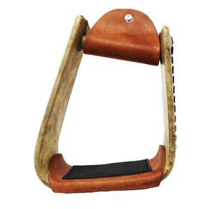 Étriers de selle de cheval Western Étriers de corde à grand angle Couvert Rawhide Heavy Duty Roping Ranch Trail Rodeo Étriers d'équitation - Product Image 3