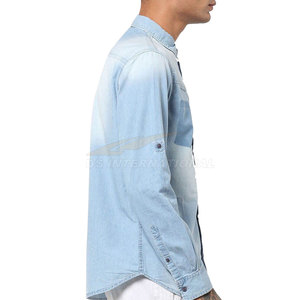Modern <b>Mens</b> Fashion Collection: Latest Stretch Slim Fit Acid Washed Jeans Casual Sportswear <b>Shirts</b> Wholesale Customized - Product Image 5