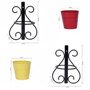 <b>Wall</b> Mounted Black Metal <b>Planter</b> With Yellow Pot For Modern Home Decor Stylish Indoor Greenery Living Room And Balcony Display - Product Image 6
