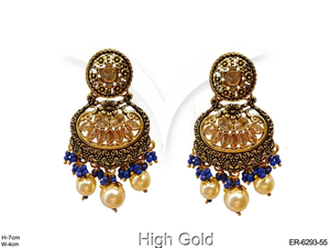 Boucles d'oreilles traditionnelles de créateur pour femmes, finition antique, bijoux ethniques, fête, mariage, tenue de fête - Product Image 4