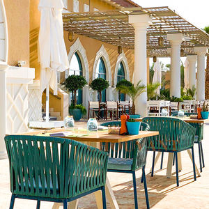 كرسي طعام من الألومنيوم, كرسي طعام من الألومنيوم بإسكندنافي ، مقاوم للماء ، مقاوم للهب ، للحديقة - Product Image 1