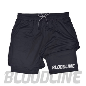 BLOODLINE Men's Red Casual Shorts with Black Inner <b>Layer</b> Quick Dry Elastic Waist <b>Mid</b> Length PU Coated Pockets Sublimation Print - Product Image 4