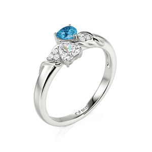 Anillo de Promesa Jeulia con Dos Corazones, Chapado en Oro Rosa, Personalizado - Product Image 2