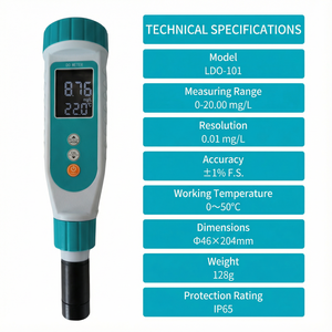 पोर्टेबल डिजिटल घुली ऑक्सीजन मीटर टेस्टर पेन ओएम एक्वाकल्चर मछली तालाब झींगा खेती पानी की गुणवत्ता मॉनिटर 0-20.00 मिलीग्राम/एल - Product Image 2
