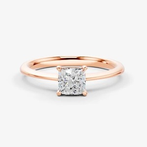 Anillo Solitario Clásico de Oro Sólido de 14K con Diamante Cultivado en Laboratorio de Corte Cojín de 0.80 Quilates EF-VVS2, Producto Genuino - Product Image 3