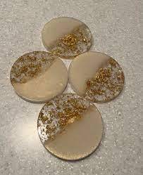 Ensemble de sous-verres personnalisés de haute qualité de luxe en bois, résine, marbre, incrustation d'époxy, feutre, tasse à thé en verre gravé taille personnalisée - Product Image 5