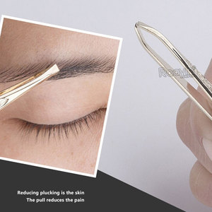 Pinzas para el cabello de cejas con punta plana inclinada, pinzas profesionales de acero inoxidable para depilación de cejas - Product Image 2