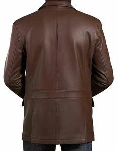 High Quality 100% Genuine Leather British Style Casual <b>Slim</b> <b>Fit</b> <b>Blazer</b> for <b>Men</b> Breathable Lining Pockets Winter Business Jacket - Product Image 5