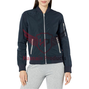Chaqueta bomber de satén de piel de oveja Reversible de estilo otoñal para mujer, cremallera OEM personalizada de talla grande con bolsillos inferiores, tejido - Product Image 1