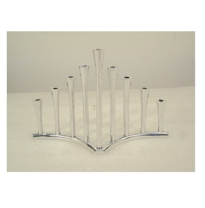 Aluminium Stainless Steel Finished Polished <b>Large</b> <b>Candle</b> Holder for Home Hotel Restaurant Table Top Decorative Item - Product Image 1