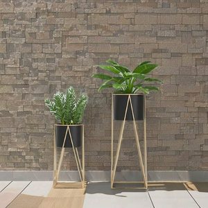 Jardinières Rondes Modernes en Métal Grand Design Stand Maison Jardin Salon Décoration Lot de 2 - Product Image 4