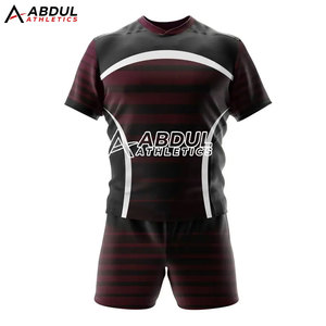 Ensemble uniforme de rugby respirant pour hommes, maillot à manches courtes et short assorti, tissu léger et confortable pour l'entraînement - Product Image 2