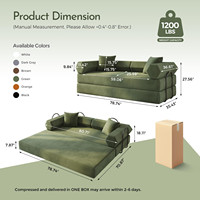 Sofá Cama Convertible Modular de Corduroy, Sofá Comprimido en Caja, Sofá Cama Extraíble para Sala de Estar, Dormitorio, Estudio