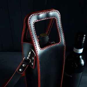 Premium Quality Leather Waterproof Wine Bag Gift Ready Stylish Customizable <b>Bottle</b> <b>Carrier</b> Tote for Celebrations Carry Case - Product Image 3
