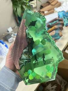 Lampe LED en résine faite à la main en forme de fleur, veilleuse, statue de plongée, thème sous-marin, cadeau pour la fête des mères, lampe en agate, pierre, sac pour la maison - Product Image 5