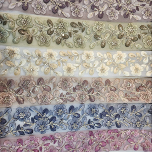 Tela bordada étnica con cinta de encaje de flores con lentejuelas, accesorios de ropa para costura de vestidos, correas textiles de alta visibilidad - Product Image 2