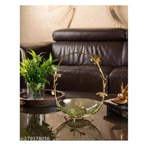 Cuenco de cristal con soporte decorativo de latón, frutero para condimentos con diseñador de metal, cuenco de lujo con aspecto de lujo real superventas - Product Image 1