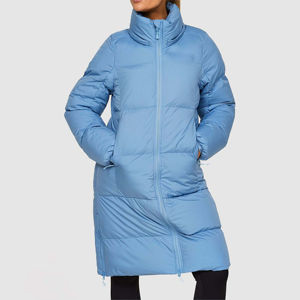 Chaqueta acolchada larga acolchada elegante para mujer con capucha transpirable con relleno de algodón para invierno frío OEM transpirable personalizable - Product Image 5