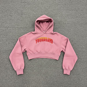 Sudadera Corta Holgada de Primera Calidad, Color Sólido, con Capucha para Mujer, Logotipo Personalizado Impreso, Ropa Casual, Sudaderas para Mujer - Product Image 4