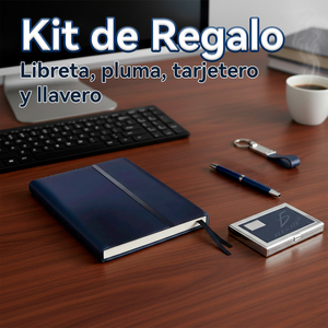 Elegante Set de Regalo en Tono Azul Real que Incluye Libreta, Tarjetero, Llavero y Bolígrafo con Impresión Flocada para Promoción de Pascua - Product Image 6