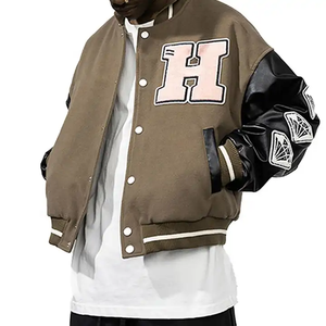 Nuevo estilo Street Wear Varsity Jacket Custom Logo Patches Chaqueta de béisbol Fleece Varsity Jacket - Product Image 1