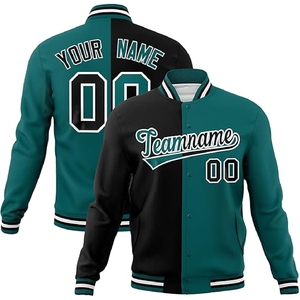 Chaqueta Varsity Personalizada con Diseño en Verde Azulado y Negro, Nombre y Número del Equipo Personalizados, Chaqueta Bomber Letterman - Product Image 1